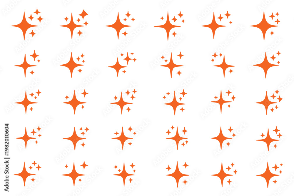 Fototapeta premium Collection of Bright Yellow Sparkle Star Icons. sparkle star icon set vector. collection of Twinkle stars icon. Shine and twinkle star Isolated on white background. . Set of star shapes. ai icon set.
