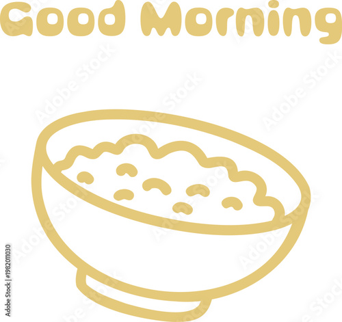 bowl of porridge or cereal in simple hand drawn style, perfect for breakfast menus, healthy food branding