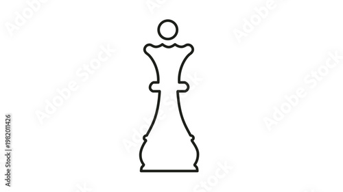 Black outline vector icon of a chess queen piece, representing strategy, leadership, and power in a minimalist line art style, perfect for gaming, business, and educational graphic design projects.