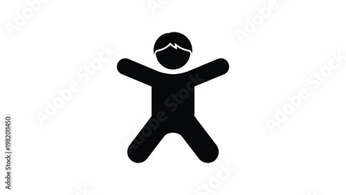 A black stick figure with arms outstretched.