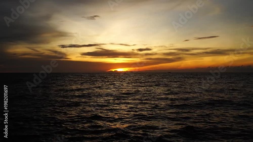 Dramatic Ocean Sunset with Golden Sky and Waves – Cinematic Sea Horizon at Dusk