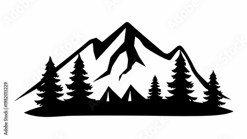 Mountain landscape silhouette with pine trees at dusk serene natural scenery for outdoor and travel themes