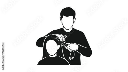 A man getting a haircut by barber.