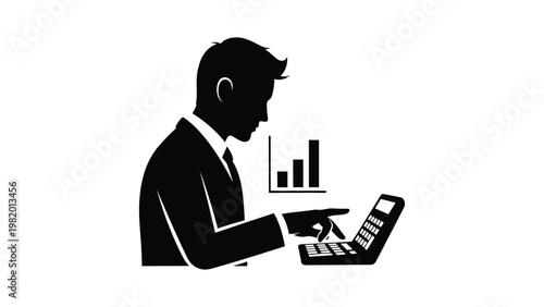 Businessman analyzing data on laptop computer.