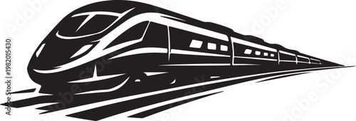 A black and white image of a bullet train Vector