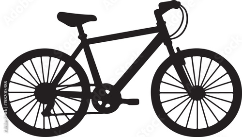 A black silhouette of a bicycle on a white background Vector