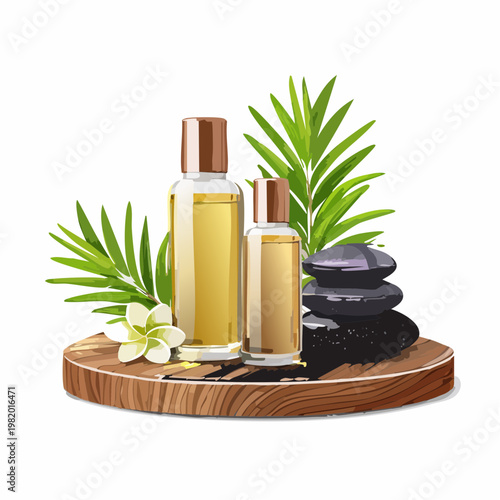 Naturmaterialien mit Duftöl und Steinen