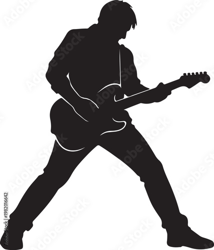 A man playing an electric guitar Vector