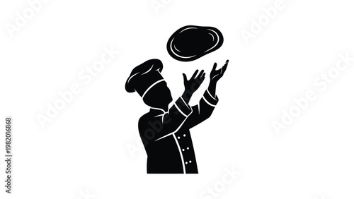 A chef tossing a plate in air.