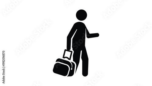 A person walking with a suitcase.