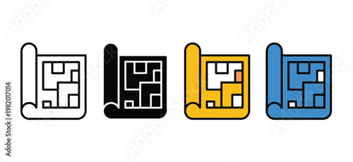Blueprint floor plan vector illustration for architecture, house plan, construction, and interior design layout with technical drawing and engineering concept