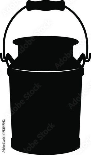 Black silhouette of a traditional metal milk can with handle