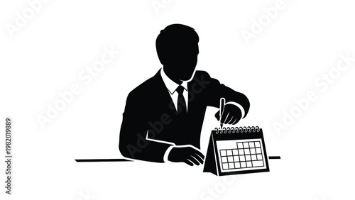 Businessman planning schedule on calendar.