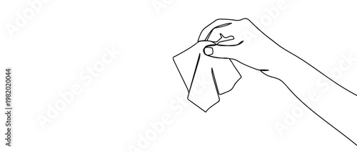 continuous line drawing of A hand holding a tissue. vector illustration Editable stroke.