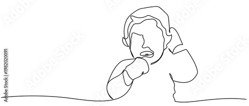 continuous line drawing of small child crying vector illustration Editable stroke.