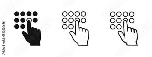 Hand Pressing Keypad Security Pin Icon Set
