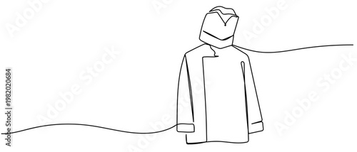 continuous line style The chef's uniform was hanging up. Minimalist vector illustration isolated on white background Editable stroke.