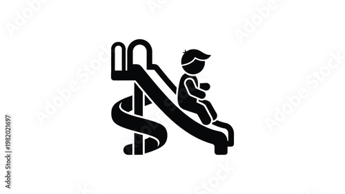 a child playing on a slide.