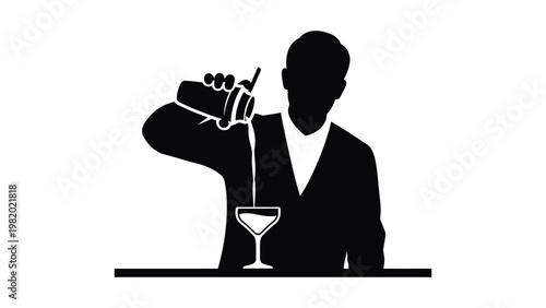 Bartender pouring cocktail drink.