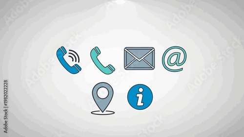 Contact icons phone email location information and mailbox symbols