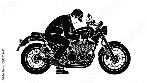 Man sitting on a motorcycle.