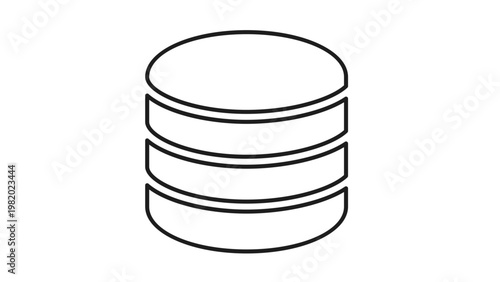 Bild auf Leinwand Minimalist black line art vector icon of a database or data storage server symbol, perfect for technology, computing, and information management designs, isolated on a white background