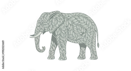 Large Gray Elephant Side View Portrait.