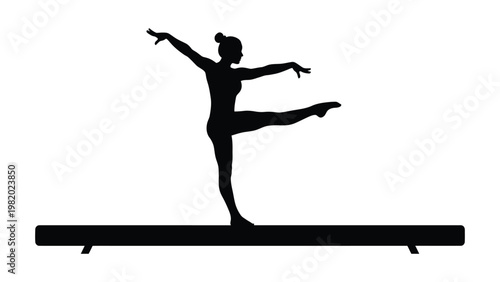 Silhouette of a gymnast on balance beam.