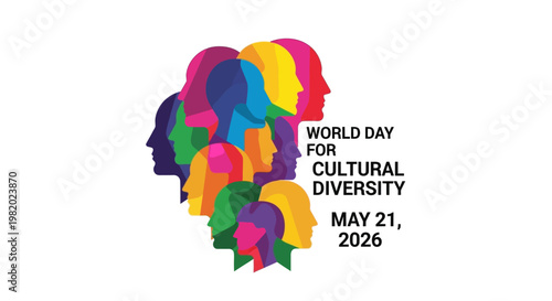 World Day for Cultural Diversity 2026 celebration poster with colorful geometric hands holding globe isolated on background