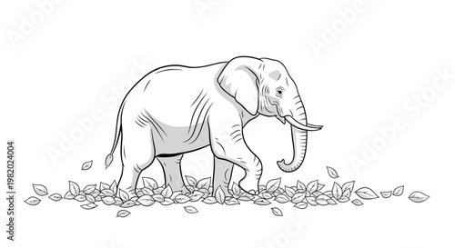 Large Gray Elephant Walking Outdoors.