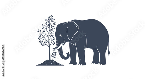 Dark grey elephant standing alone.