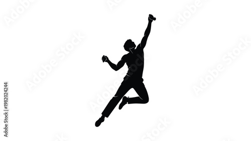 Silhouette of a person jumping up.