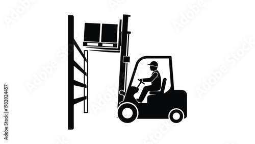 Forklift operator lifting a pallet.