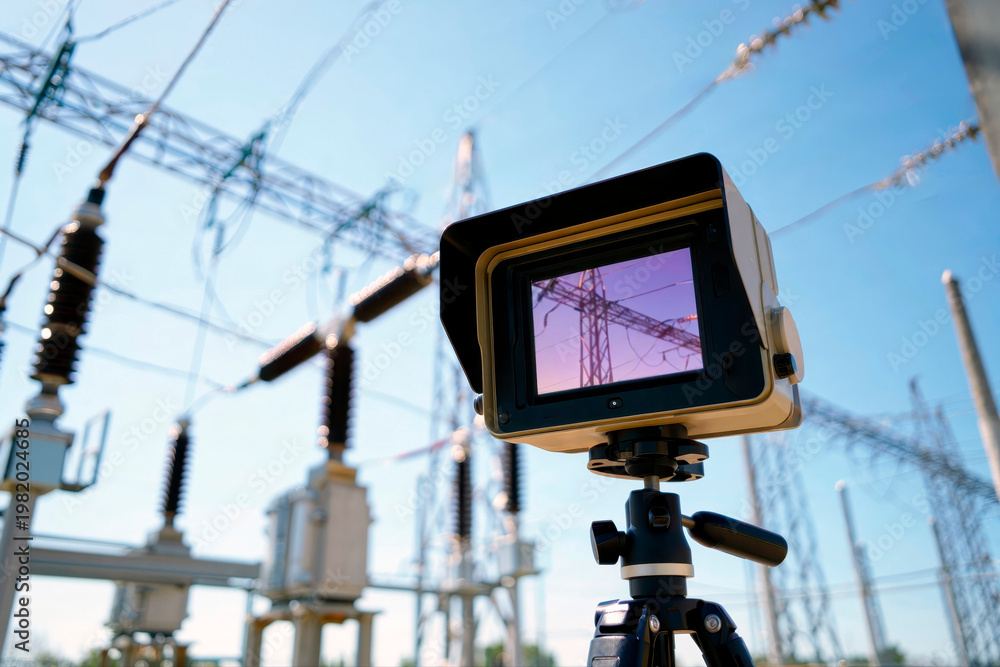 Obraz premium Diagnostic Camera Inspecting Substation