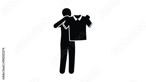 Man holding up a dress shirt.