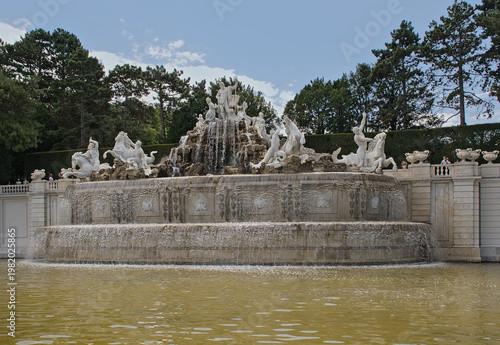 Neptune fountain in the park of Schonbrunn palace, Vienna, Austria 