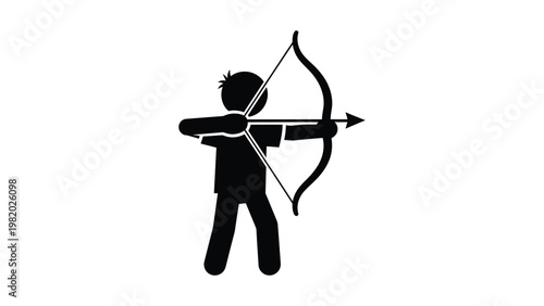 a person holding a bow and arrow.
