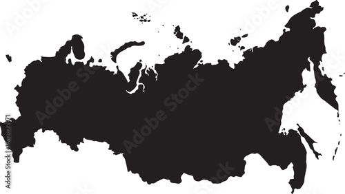 Silhouette map of russia with geography continent territory location silhouette illustration political cartography landmark destination international northern