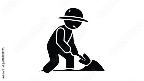 Man digging with a shovel outdoors.