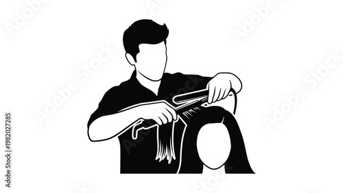 Man ironing clothes with an iron.