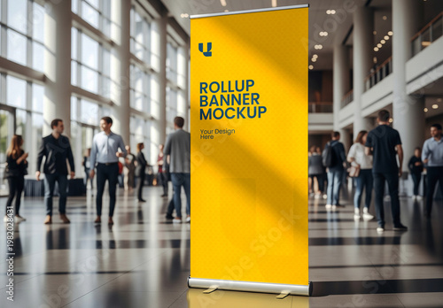 Indoor Event Roll-Up Banner Mockup