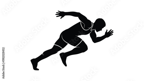 Athlete running in motion silhouette.
