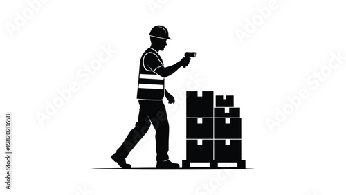 Worker pushing a pallet of boxes.