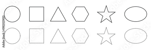 Rectangular shape with dashed cut here line for coupon, discount, sale ticket. dotted rectangle clipart. Dotted figures isolated on white background. Vector illustration. Eps file 10 .