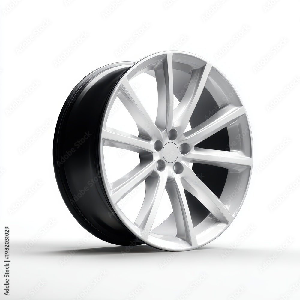 Obraz premium Car wheel rim isolated white background automotive component render