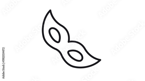 Masquerade Mask Vector Icon Illustration, Black Outline Silhouette Symbol for Carnival, Mardi Gras, Mysterious Party, and Venetian Festival, Minimalist Scalable Graphic Design Element.