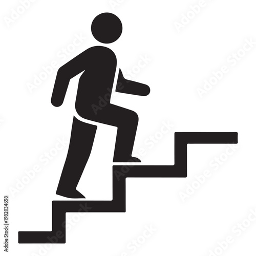 Walking up the stairs or staircase icon vector silhouette 