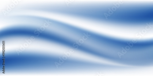 Abstract blue white luxury fabric wave background with copy space. Smooth liquid wave. Elegant shiny silk satin texture. Suit for wallpaper, cover, header, desktop, web, flyer. Vector illustration