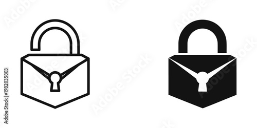 Contrasting styles of padlocks representing secure and insecure states