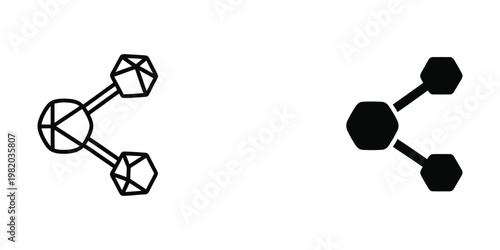 Comparison of geometric shapes with different complexity levels in a network diagram